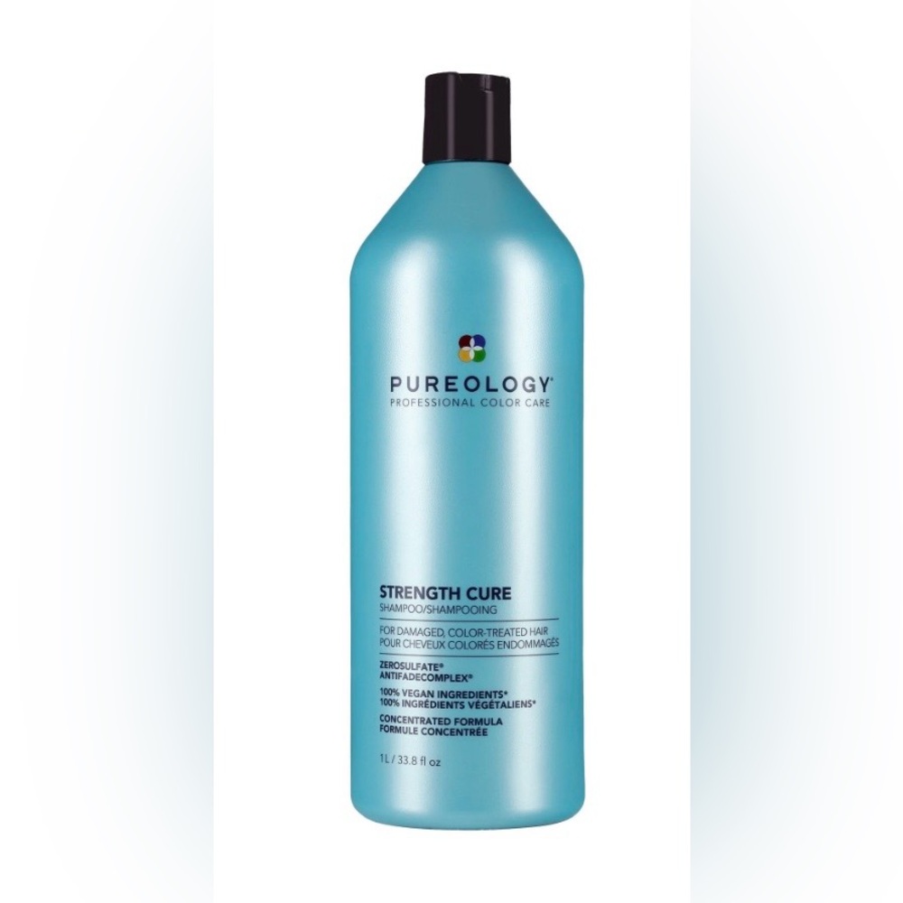 Pureology Strength Cure Shampoo - Light Blue Liter Bottle 33.8oz.  New with seal